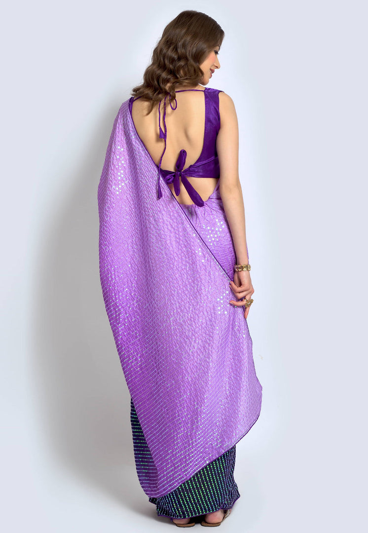 Lavender Silk Half N Half Saree