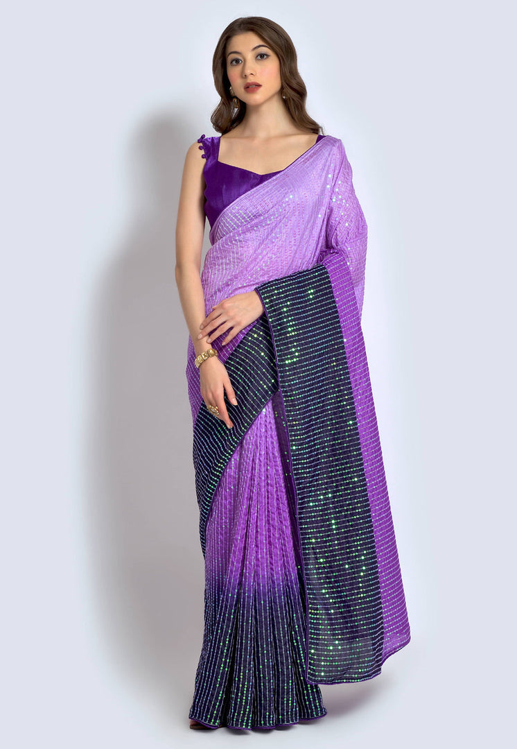 Lavender Silk Half N Half Saree