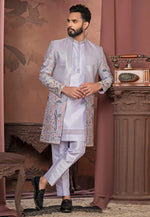 Load image into Gallery viewer, Lavender Silk Indo Western Suit
