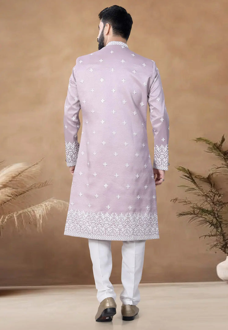 Lavender Silk Indo Western Suit