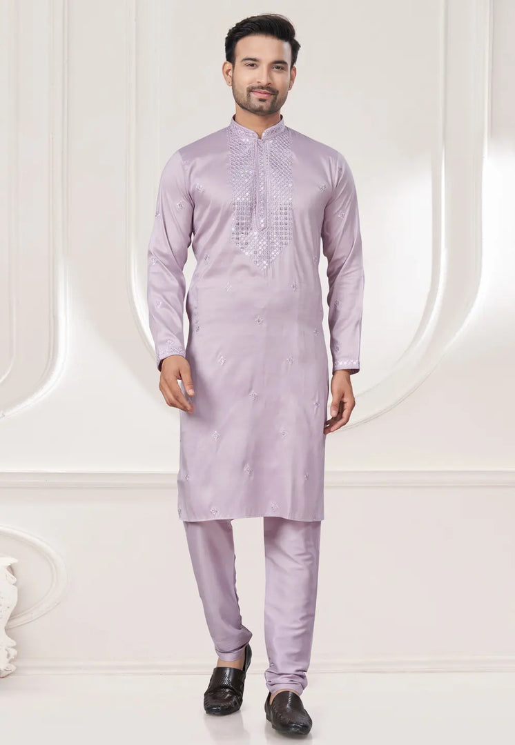Lavender Silk Kurta Pajama
