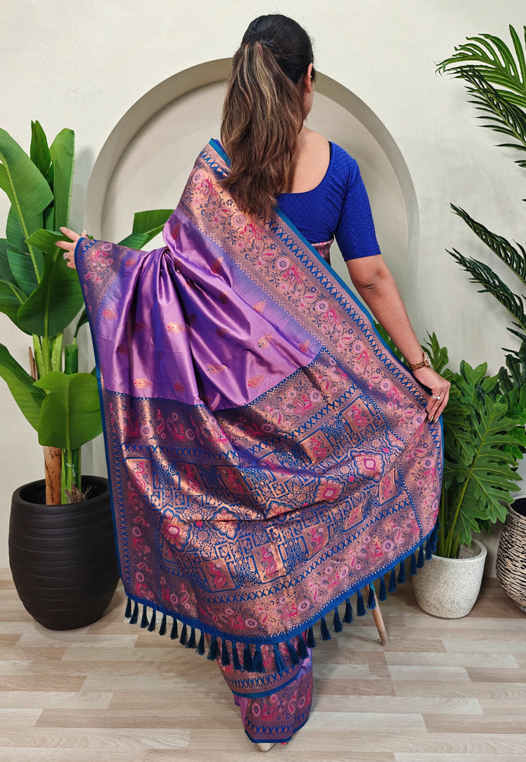 Lavender Silk Paithani Saree