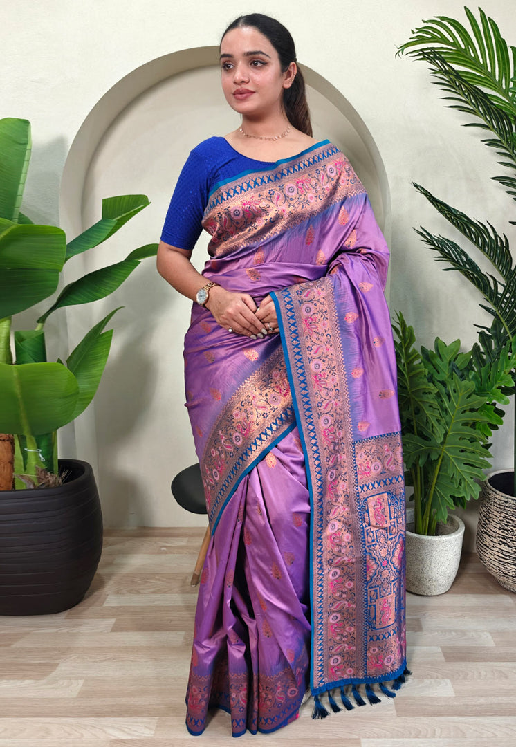 Lavender Silk Paithani Saree