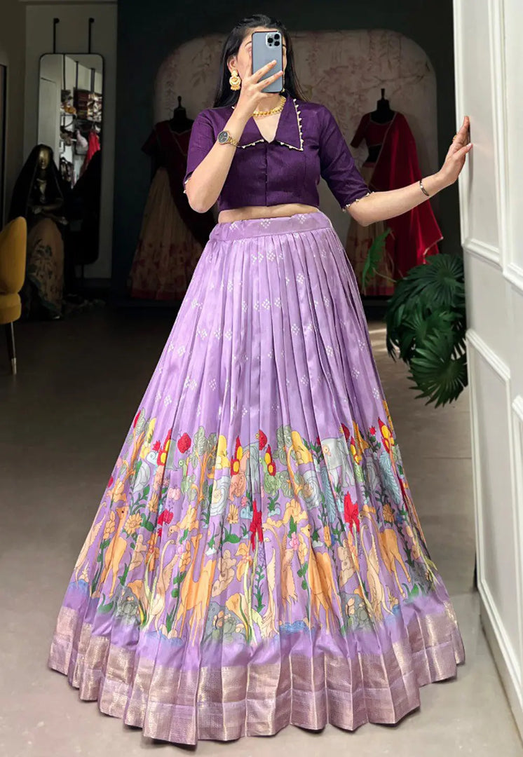 Lavender Silk Readymade Lehenga Choli