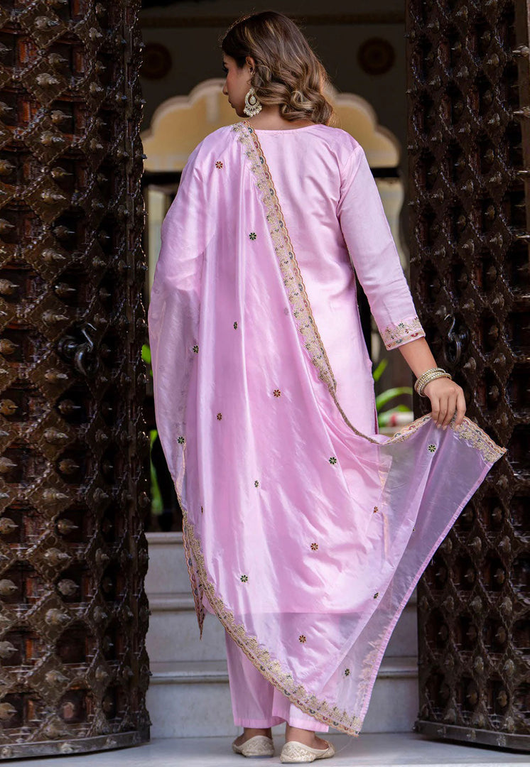 Lavender Silk Readymade Pakistani Suit