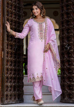 Load image into Gallery viewer, Lavender Silk Readymade Pakistani Suit

