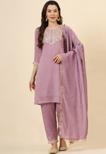Load image into Gallery viewer, Lavender Silk Readymade Pakistani Suit
