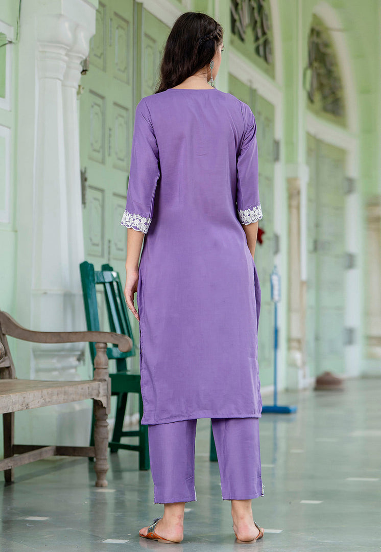 Lavender Silk Readymade Pakistani Suit