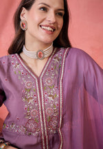 Load image into Gallery viewer, Lavender Silk Readymade Palazzo Suit
