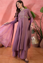 Load image into Gallery viewer, Lavender Silk Readymade Palazzo Suit
