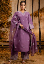 Load image into Gallery viewer, Lavender Silk Readymade Palazzo Suit
