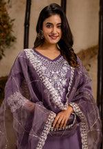 Load image into Gallery viewer, Lavender Silk Readymade Pant Style Suit
