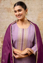 Load image into Gallery viewer, Lavender Silk Readymade Pant Style Suit
