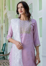 Load image into Gallery viewer, Lavender Silk Readymade Pant Style Suit
