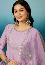 Load image into Gallery viewer, Lavender Silk Readymade Pant Style Suit
