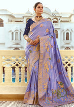 Load image into Gallery viewer, Lavender Silk Saree With Blouse
