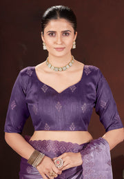 Lavender Silk Saree With Blouse