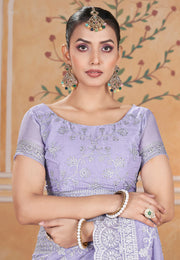 Lavender Silk Saree With Blouse