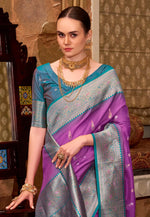 Load image into Gallery viewer, Lavender Silk Saree With Blouse
