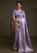 Load image into Gallery viewer, Lavender Silk Saree With Blouse