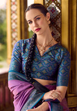 Load image into Gallery viewer, Lavender Silk Saree With Blouse
