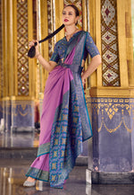 Load image into Gallery viewer, Lavender Silk Saree With Blouse
