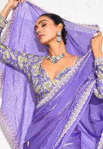 Load image into Gallery viewer, Lavender Silk Saree With Blouse
