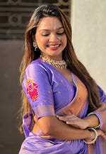Load image into Gallery viewer, Lavender Silk Saree With Blouse
