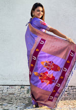 Load image into Gallery viewer, Lavender Silk Saree With Blouse

