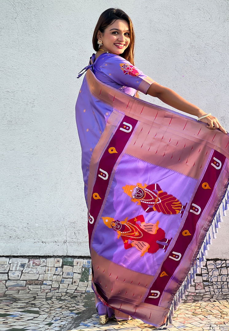 Lavender Silk Saree With Blouse