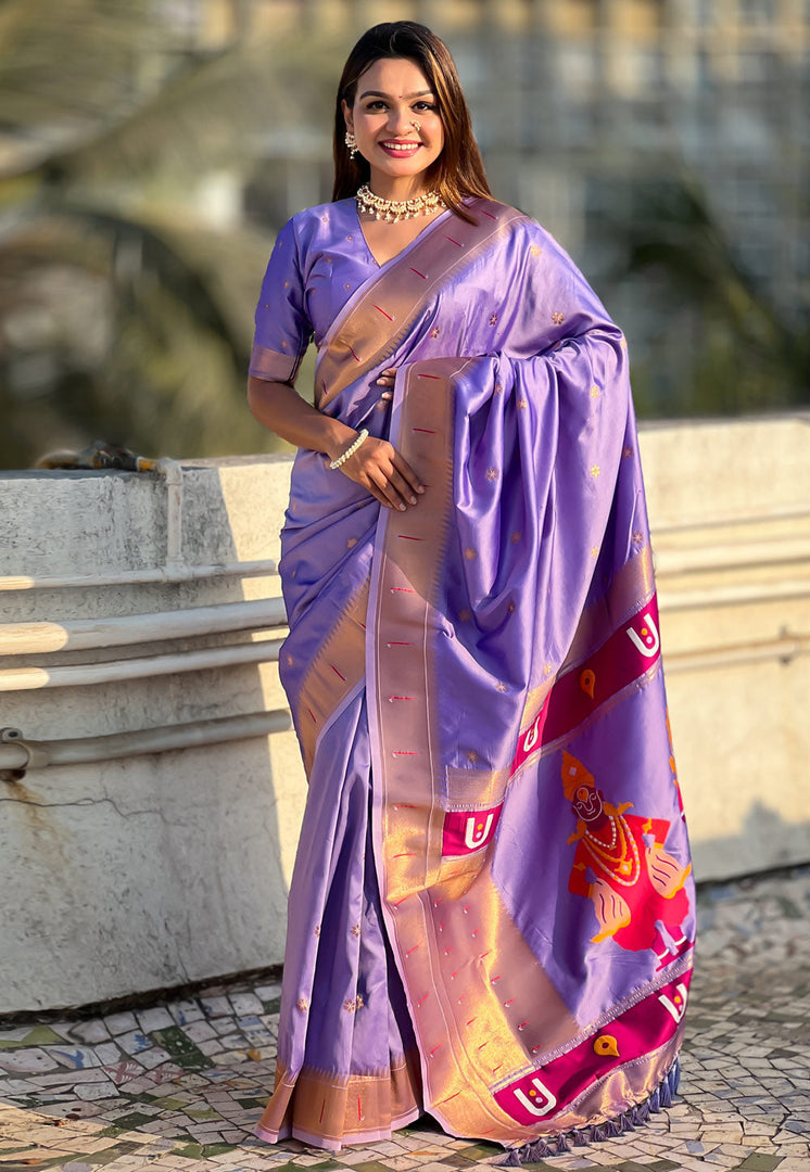 Lavender Silk Saree With Blouse