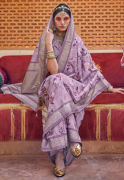 Lavender Silk Saree With Blouse
