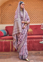 Load image into Gallery viewer, Lavender Silk Saree With Blouse
