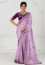 Load image into Gallery viewer, Lavender Silk Saree With Blouse
