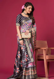 Lavender Silk Satin Patola Saree