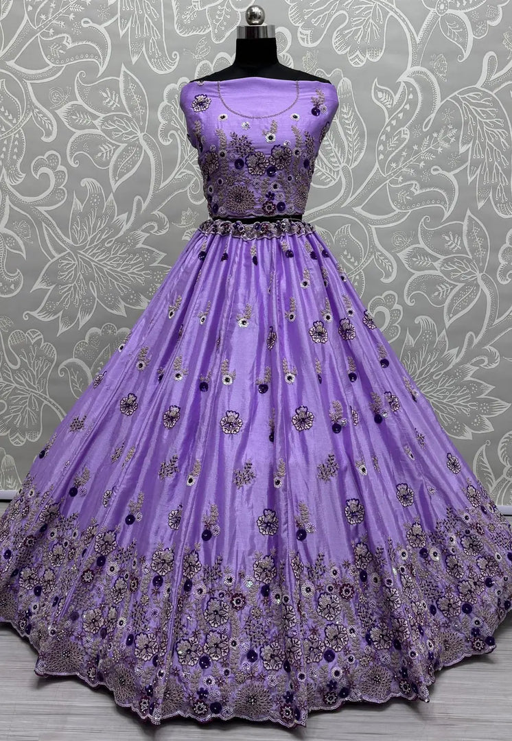 Lavender Silk Wedding Lehenga Choli