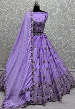 Load image into Gallery viewer, Lavender Silk Wedding Lehenga Choli
