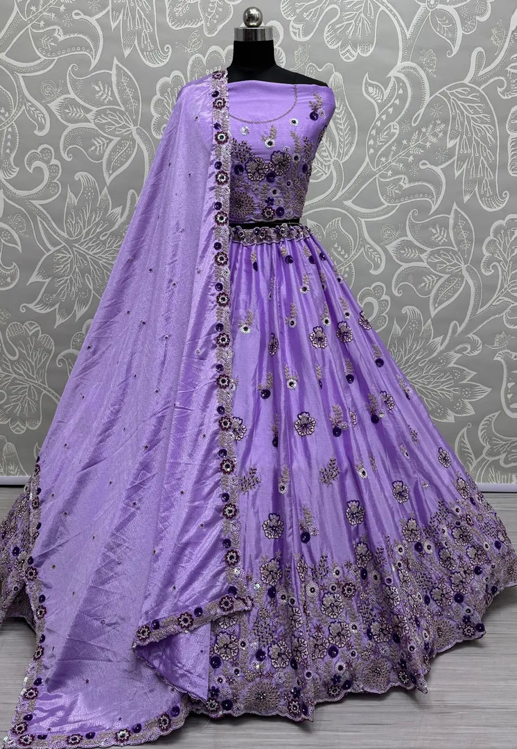 Lavender Silk Wedding Lehenga Choli