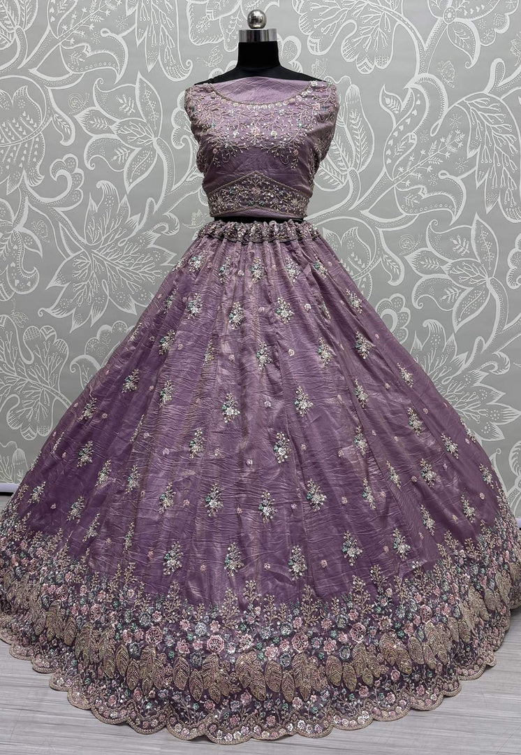 Lavender Silk Wedding Lehenga Choli