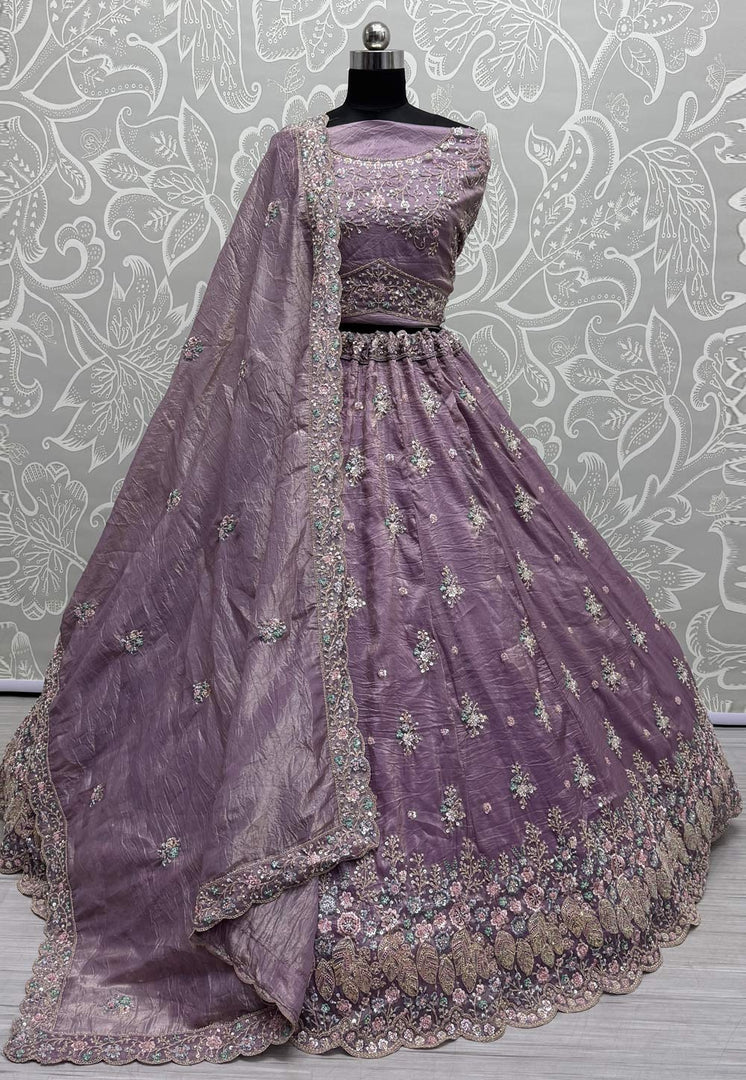 Lavender Silk Wedding Lehenga Choli