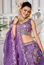 Load image into Gallery viewer, Lavender Tissue Lehenga Choli For Wedding

