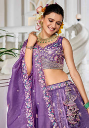 Lavender Tissue Lehenga Choli For Wedding