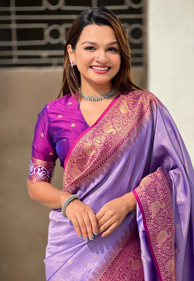 Lavender Tissue Paithani Saree
