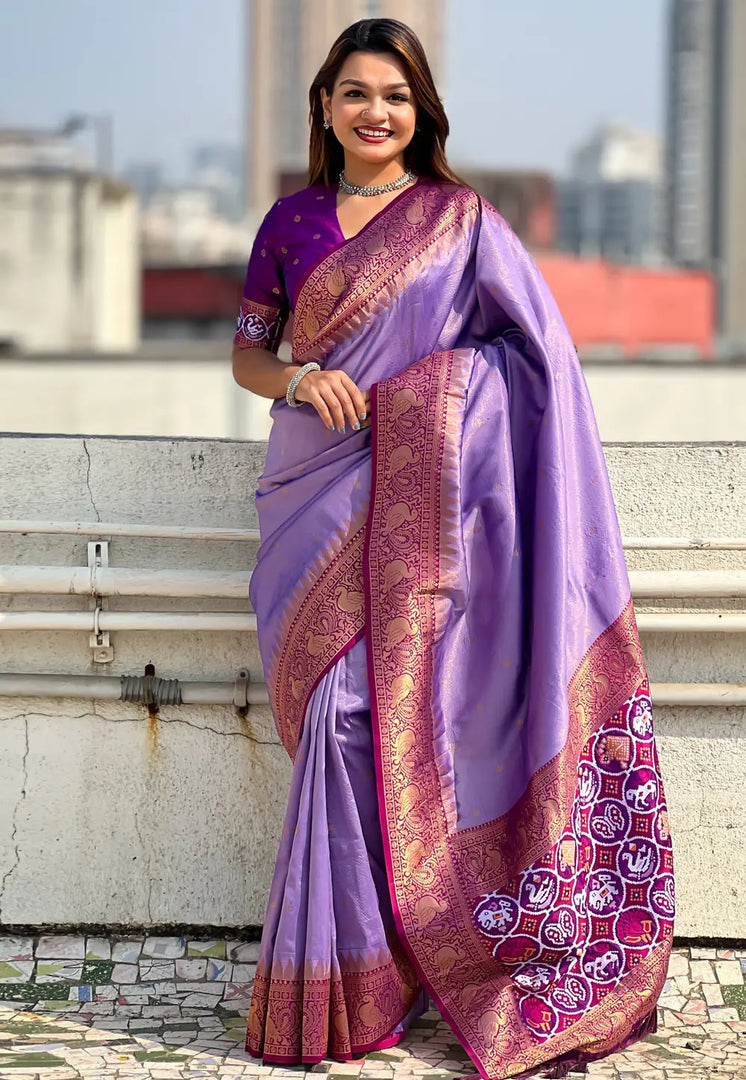 Lavender Tissue Paithani Saree