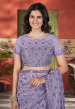 Load image into Gallery viewer, Lavender Tissue Saree With Blouse
