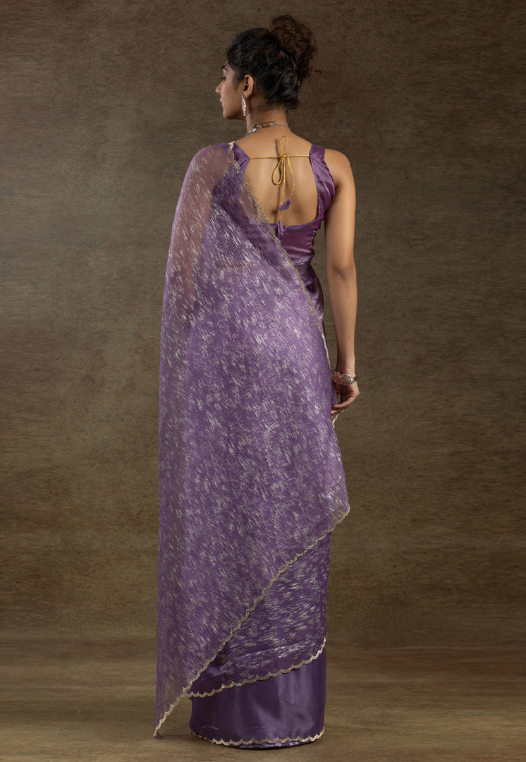 Lavender Tissue Saree With Blouse