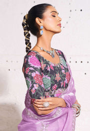 Lavender Tissue Saree With Blouse
