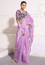 Load image into Gallery viewer, Lavender Tissue Saree With Blouse
