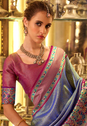 Lavender Tissue Silk Saree With Blouse