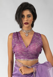 Lavender Tissue Silk Saree With Blouse